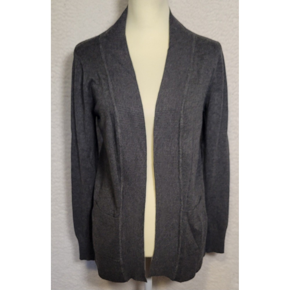 Cielo Women's Open Front Sweater Size M Long Sleeve Dark Gray Cardigan Knit 1713